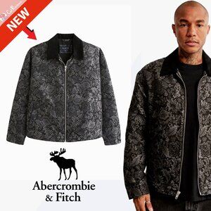 Abercrombie & Fitch Black Floral Jacquard Jacket Y2K Workwear Men's XS - NWT NEW